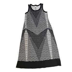 Kim Rogers Women's 1X Black White Chevron Zigzag Maxi Dress Sleeveless